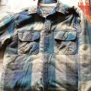 Blue and Gray Plaid Button-Up Shirt